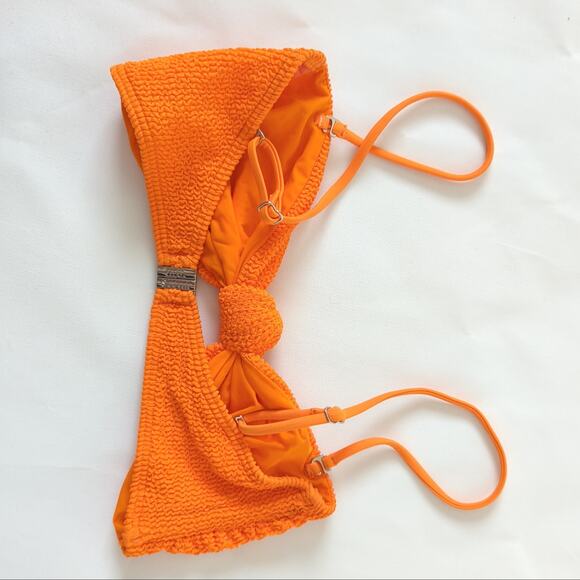 Inc. Swim It's Now Cool Swimwear Orange Bikini Top Crimped Tangerine Bandeau XS - Picture 3 of 7